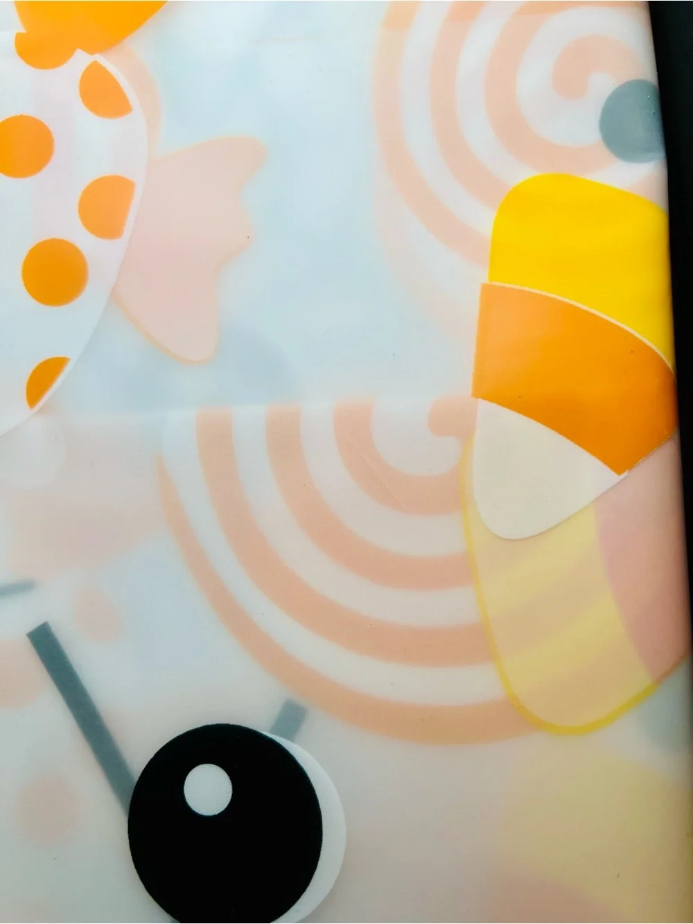 Halloween Peva Shower Curtain Orange Polka Dots Candy Corn Spiderwebs Grommets